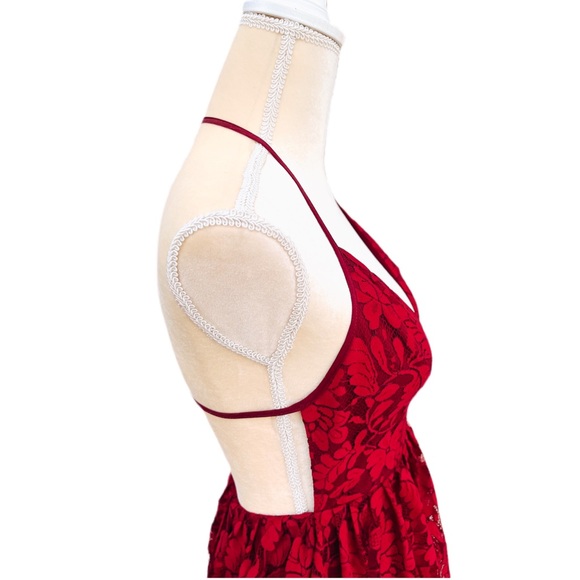 Red Backless NBD Lace Mini Dress Sz Small - Picture 6 of 14